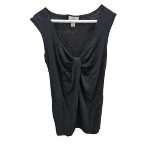 Ann Taylor Loft Women's Size Small Black Knit Knot Front V neck Dress Black